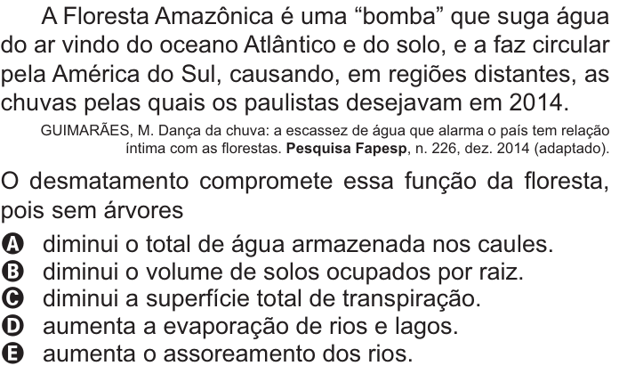 Questão 106 no caderno Azul do ENEM PPL 2021