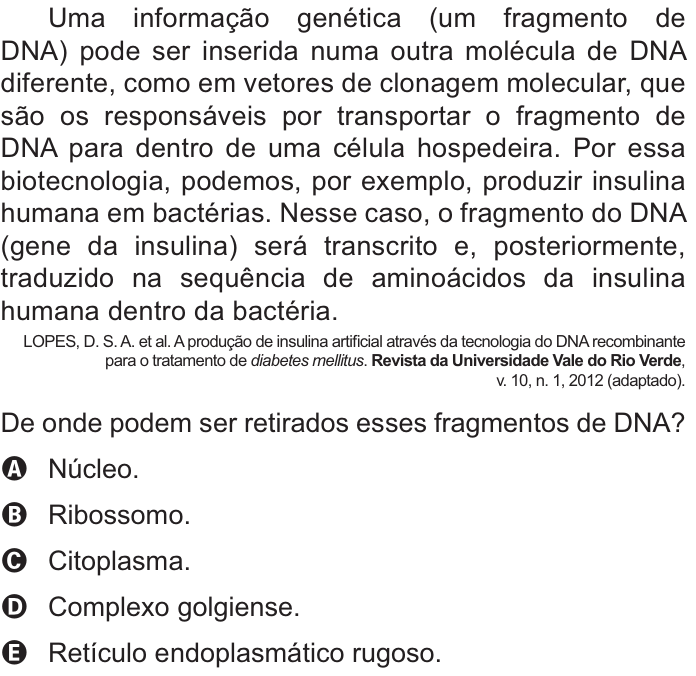Questão 108 no caderno Azul do ENEM PPL 2021