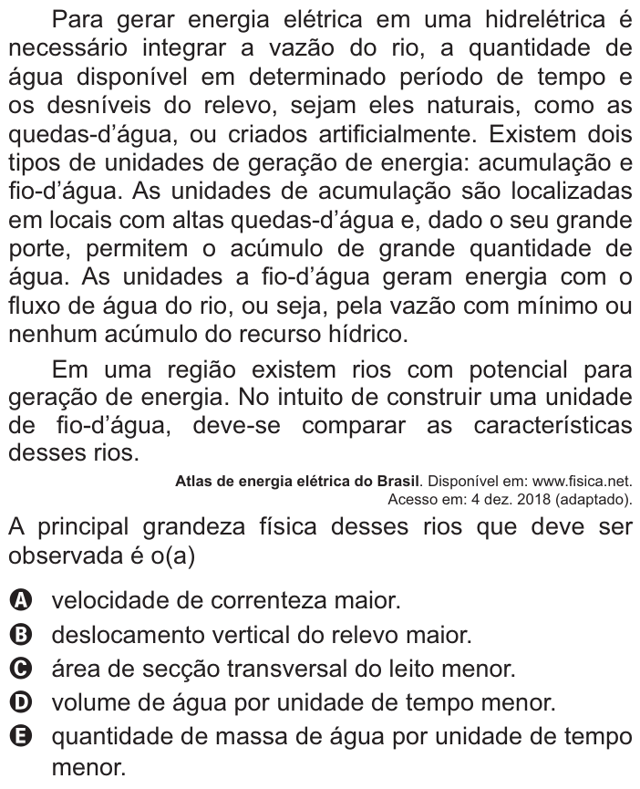 Questão 127 no caderno Azul do ENEM PPL 2021