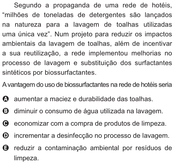 Questão 134 no caderno Azul do ENEM PPL 2021