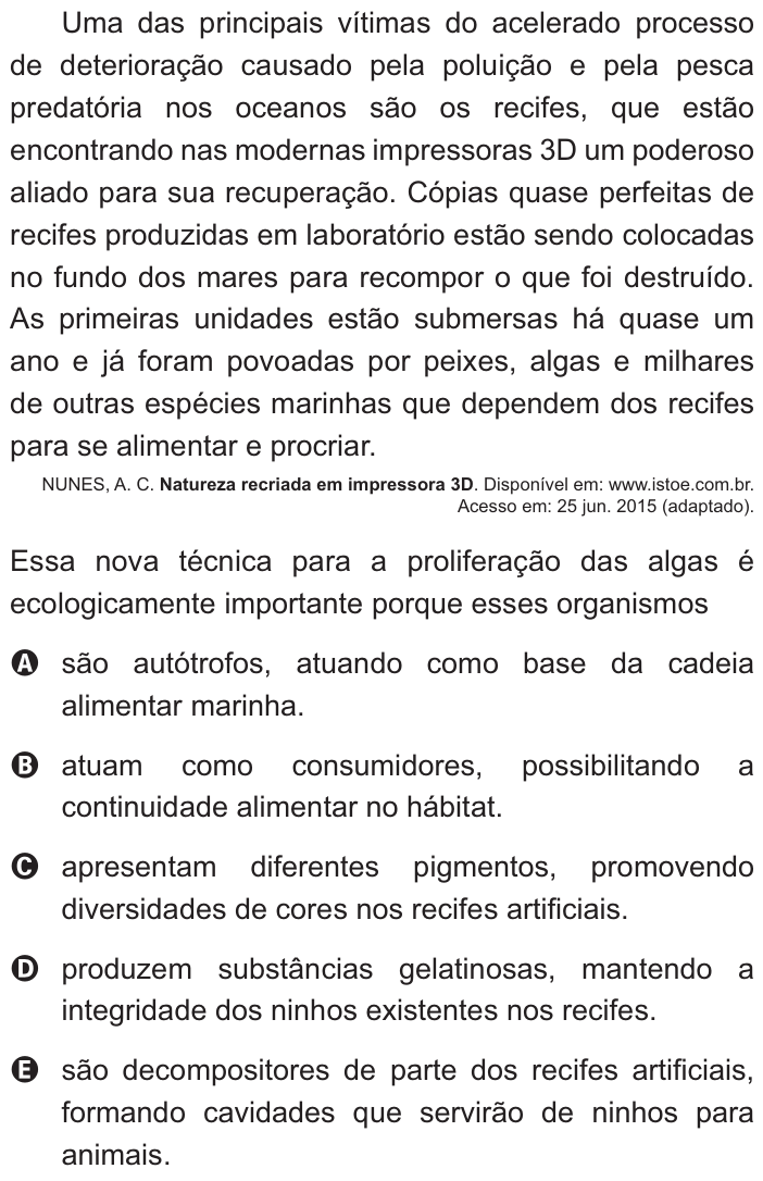 Questão 135 no caderno Azul do ENEM PPL 2021