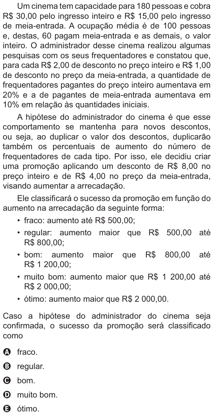 Questão 143 no caderno Azul do ENEM PPL 2021