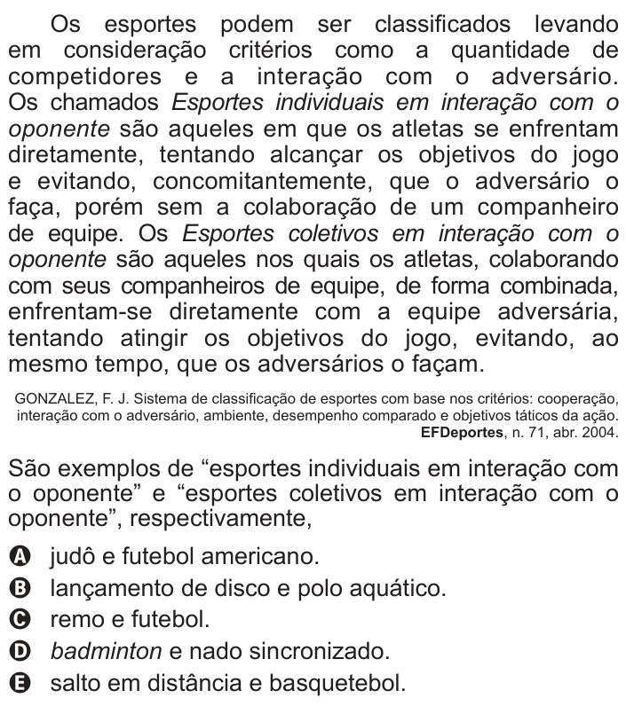 Questão 14 no caderno Azul do ENEM PPL 2017