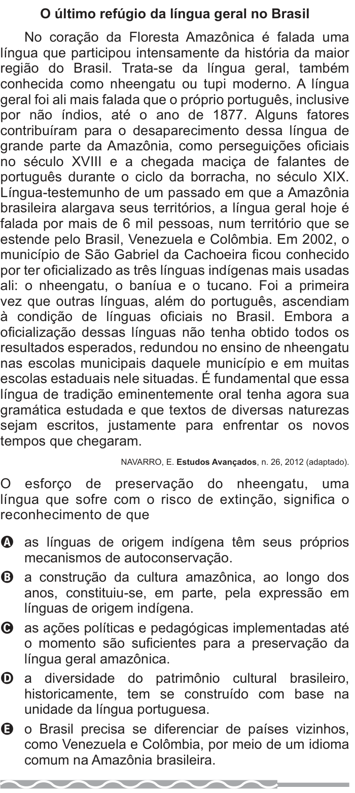 Questão 18 no caderno Azul do ENEM PPL 2017