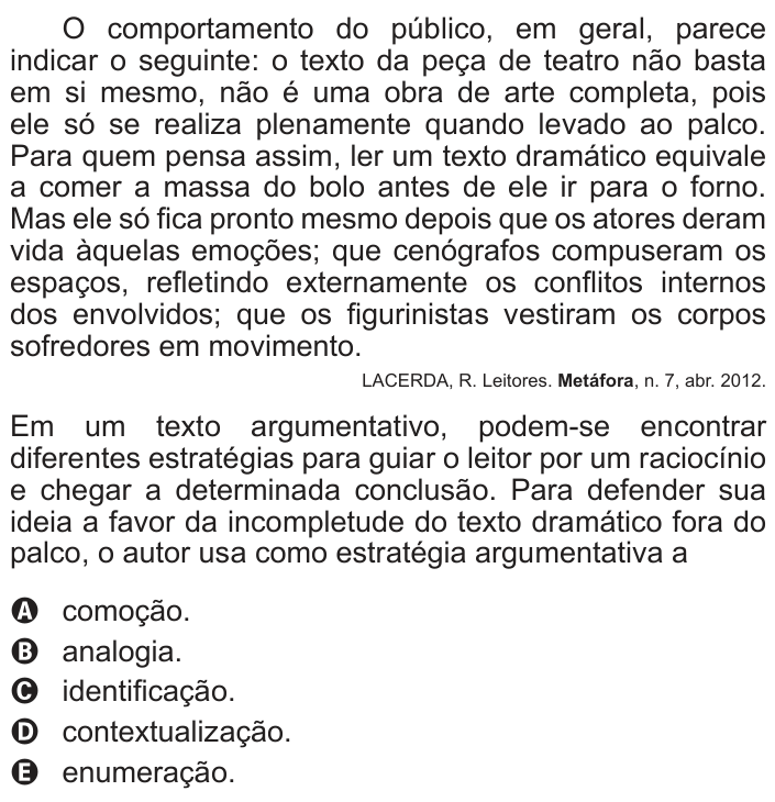 Questão 20 no caderno Azul do ENEM PPL 2017
