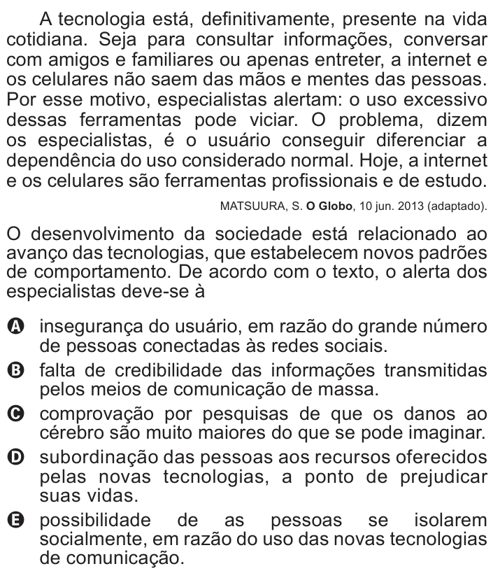 Questão 24 no caderno Azul do ENEM PPL 2017