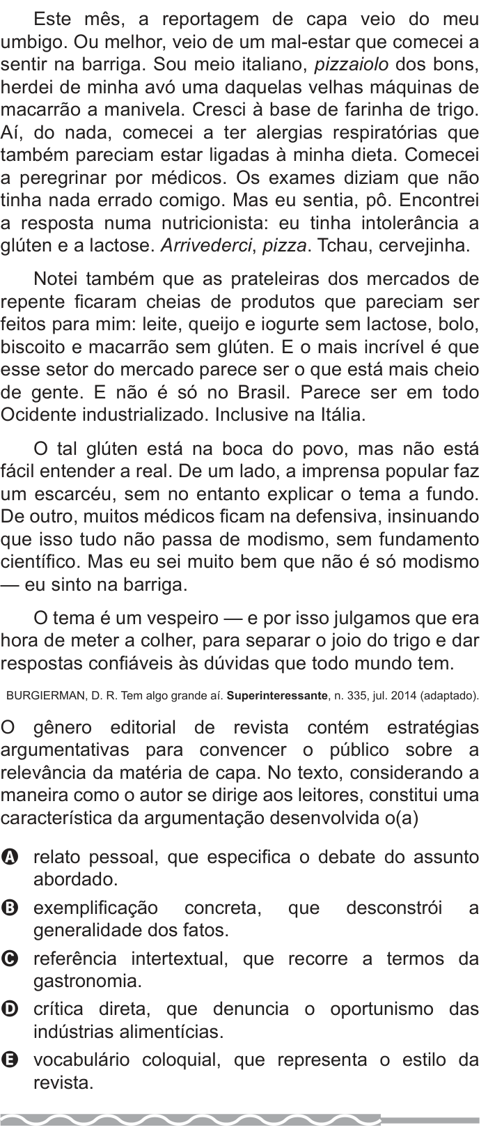 Questão 28 no caderno Azul do ENEM PPL 2017