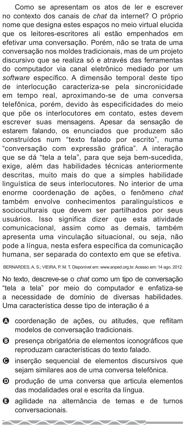 Questão 29 no caderno Azul do ENEM PPL 2017