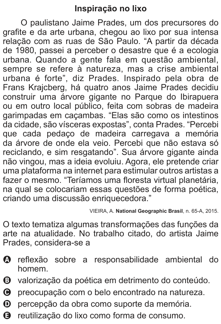 Questão 37 no caderno Azul do ENEM PPL 2017