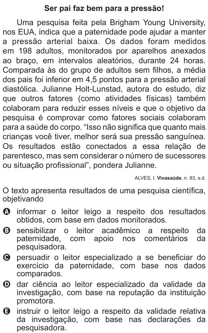 Questão 42 no caderno Azul do ENEM PPL 2017