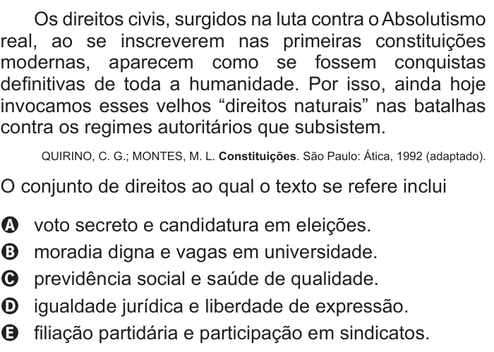 Questão 46 no caderno Azul do ENEM PPL 2017