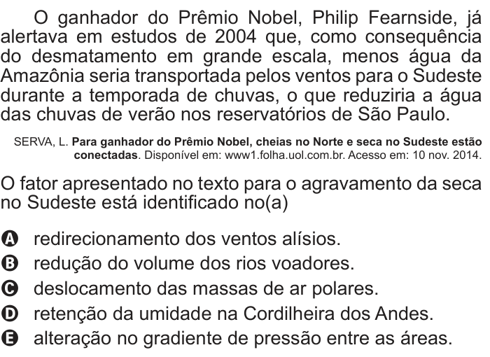 Questão 52 no caderno Azul do ENEM PPL 2017