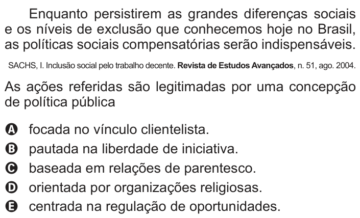 Questão 62 no caderno Azul do ENEM PPL 2017