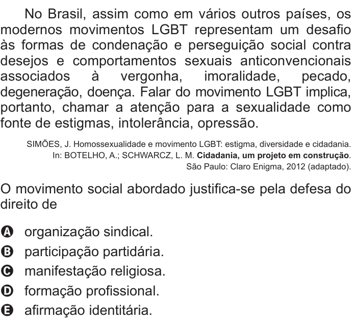Questão 63 no caderno Azul do ENEM PPL 2017