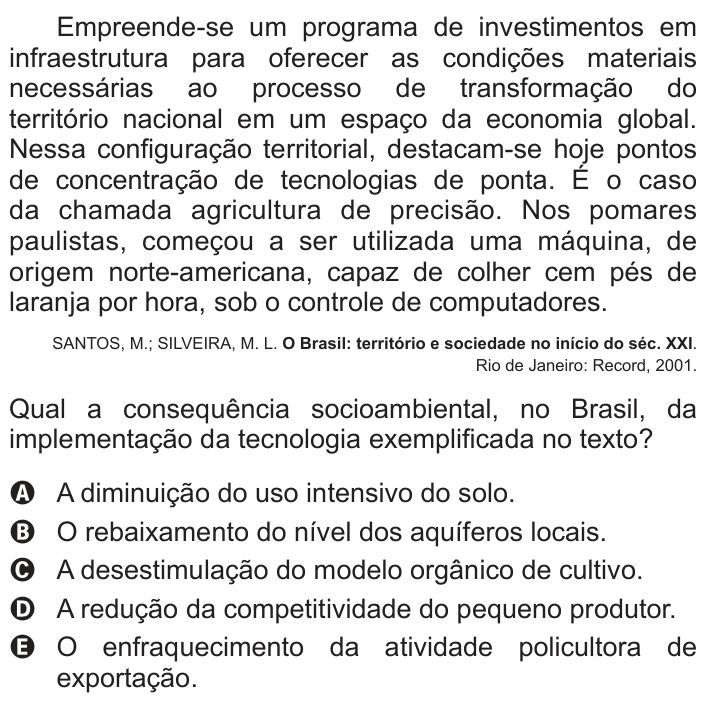 Questão 65 no caderno Azul do ENEM PPL 2017