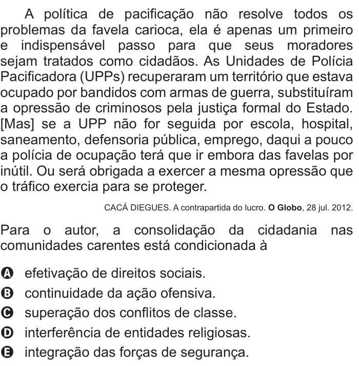 Questão 71 no caderno Azul do ENEM PPL 2017