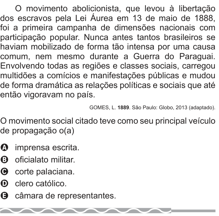 Questão 72 no caderno Azul do ENEM PPL 2017