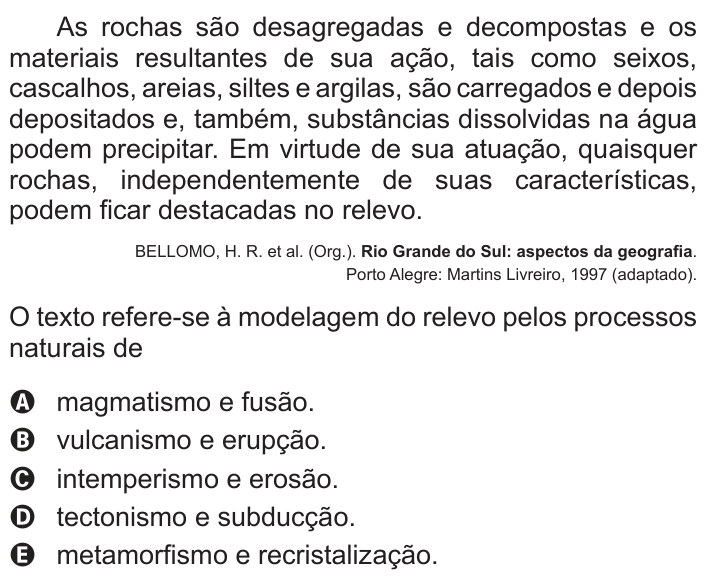 Questão 73 no caderno Azul do ENEM PPL 2017