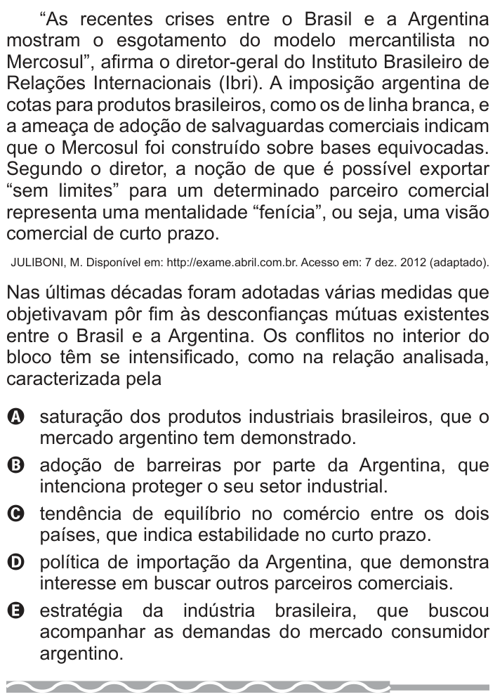 Questão 74 no caderno Azul do ENEM PPL 2017