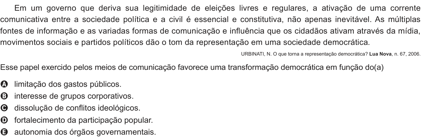Questão 90 no caderno Azul do ENEM PPL 2017