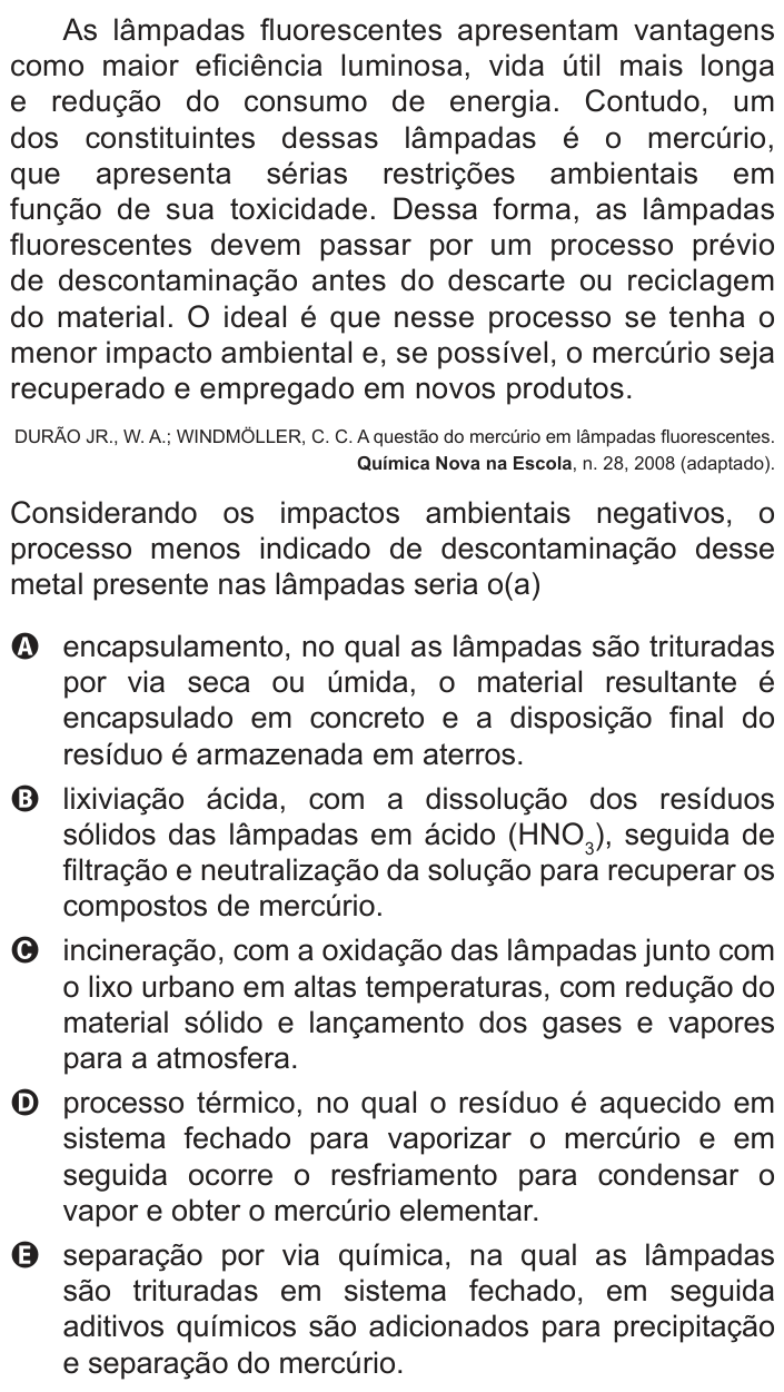 Questão 93 no caderno Azul do ENEM PPL 2017