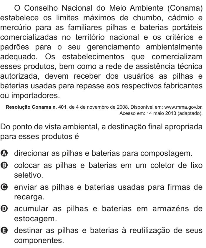 Questão 105 no caderno Azul do ENEM PPL 2017