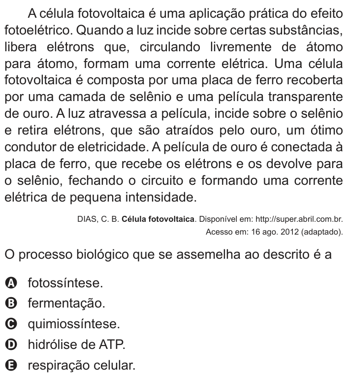 Questão 108 no caderno Azul do ENEM PPL 2017