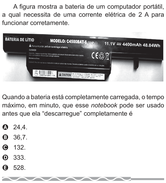 Questão 132 no caderno Azul do ENEM PPL 2017