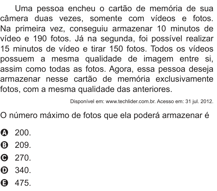 Questão 136 no caderno Azul do ENEM PPL 2017