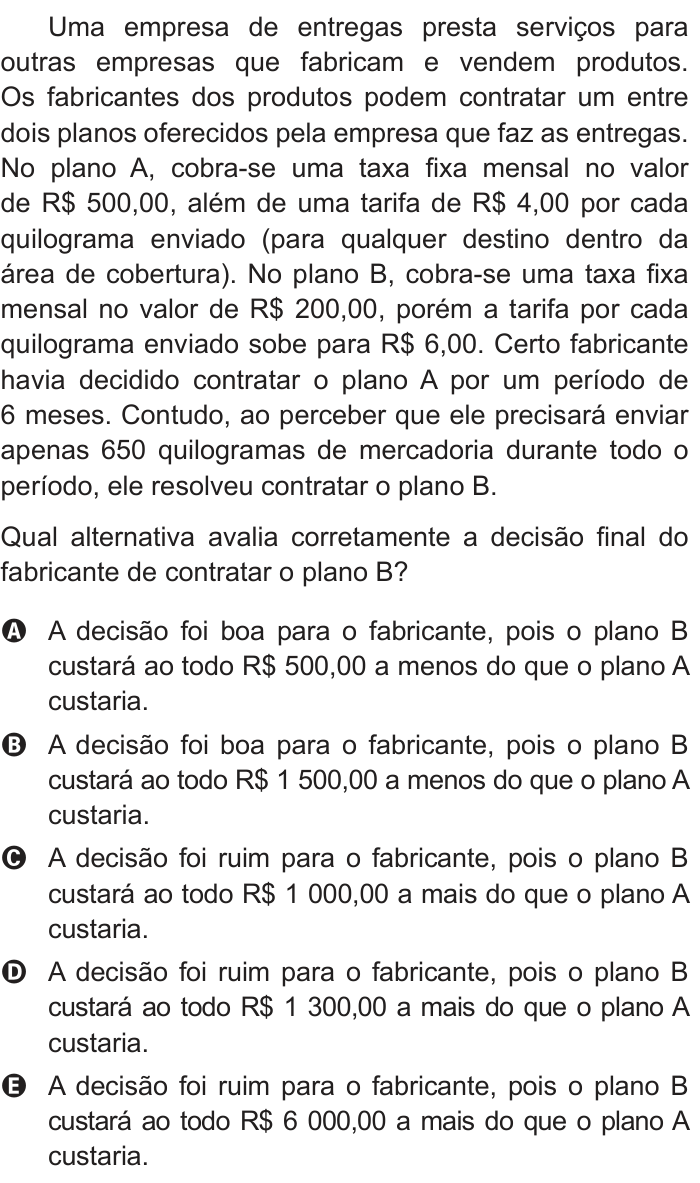 Questão 141 no caderno Azul do ENEM PPL 2017