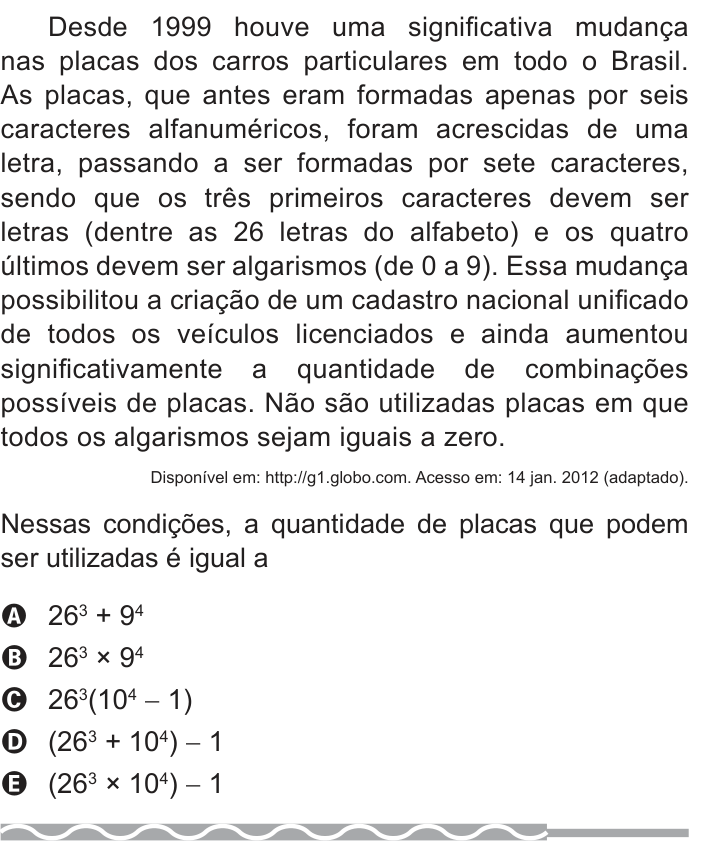 Questão 149 no caderno Azul do ENEM PPL 2017