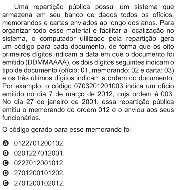 Questão 158 no caderno Azul do ENEM PPL 2017