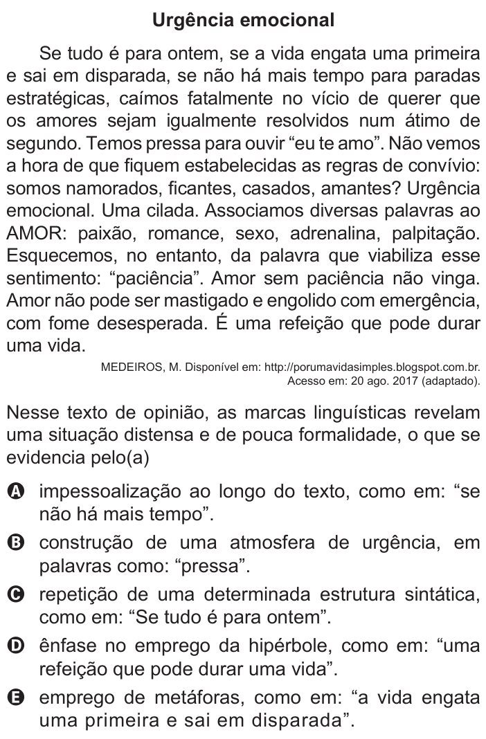 Questão 6 no caderno Azul do ENEM 2022