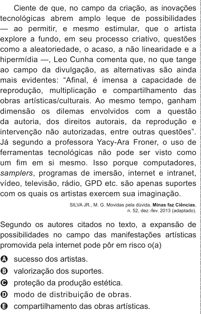 Questão 10 no caderno Azul do ENEM 2022