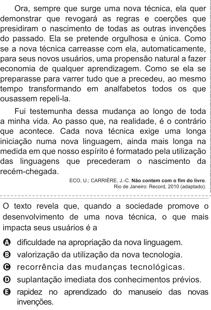 Questão 11 no caderno Azul do ENEM 2022