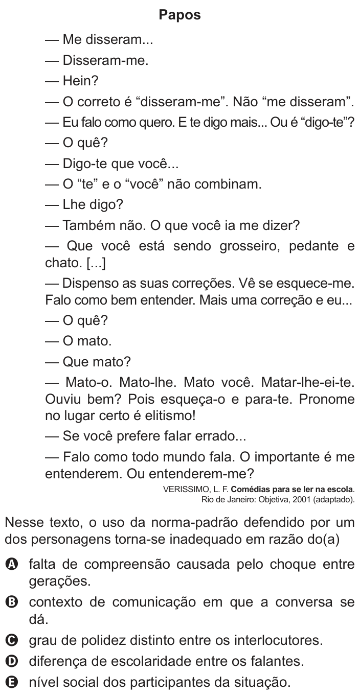 Questão 12 no caderno Azul do ENEM 2022