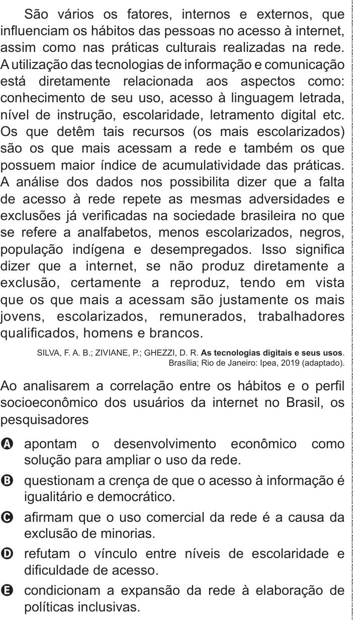 Questão 13 no caderno Azul do ENEM 2022