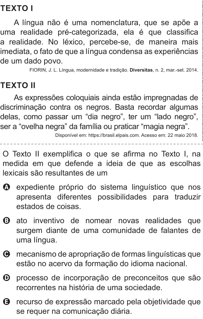 Questão 14 no caderno Azul do ENEM 2022