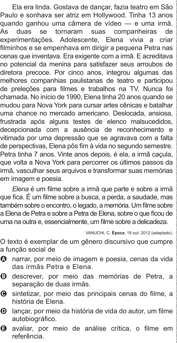 Questão 16 no caderno Azul do ENEM 2022