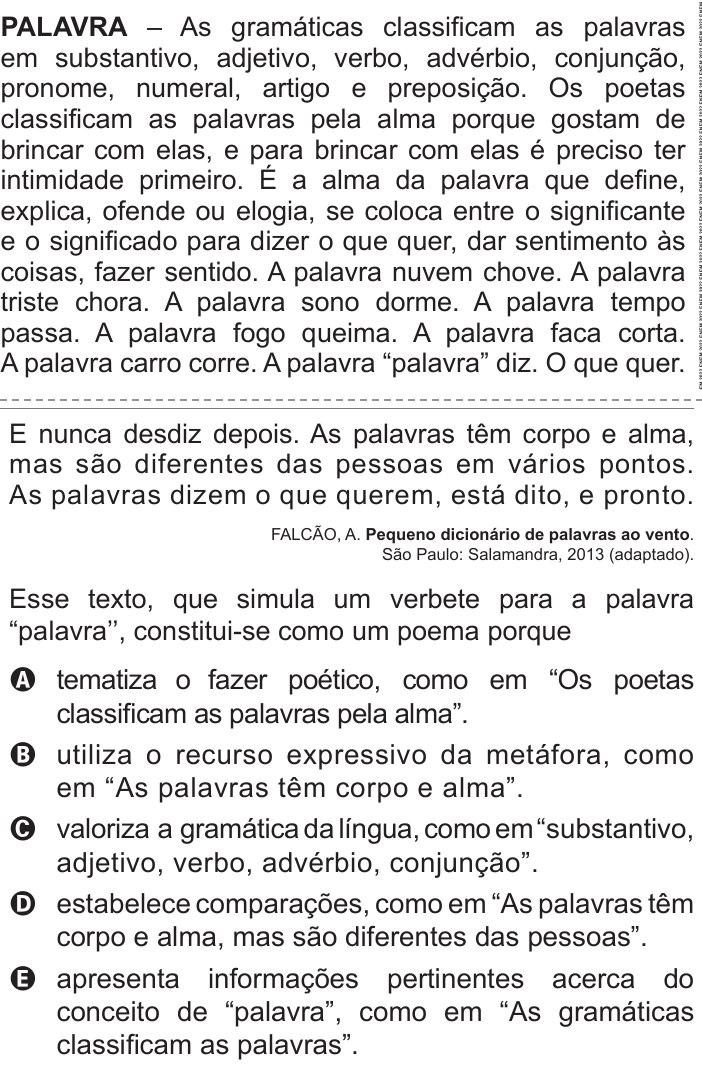 Questão 17 no caderno Azul do ENEM 2022