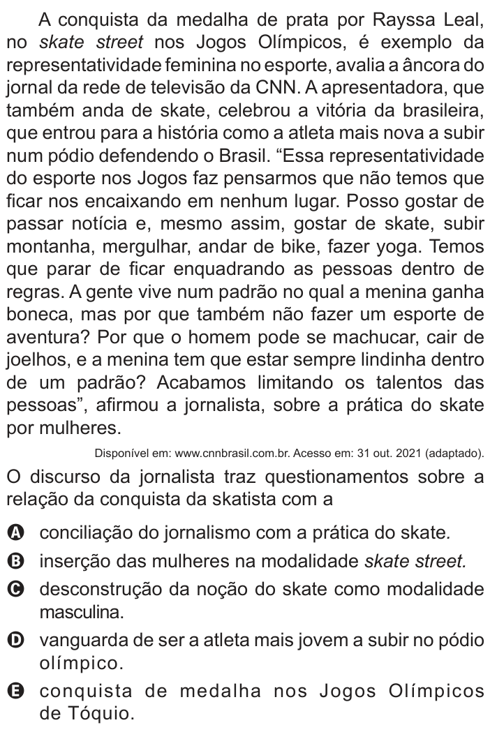 Questão 25 no caderno Azul do ENEM 2022