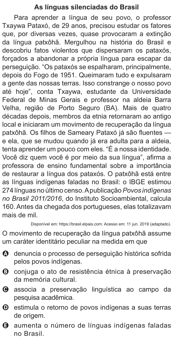 Questão 28 no caderno Azul do ENEM 2022