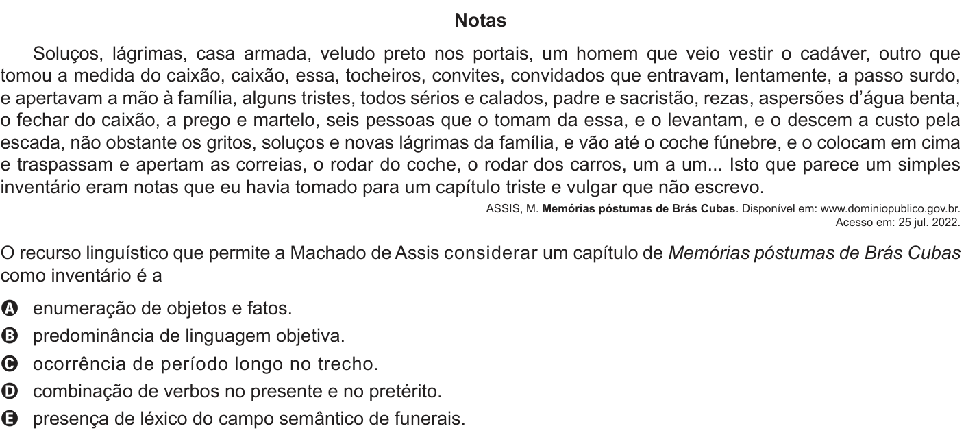 Questão 33 no caderno Azul do ENEM 2022