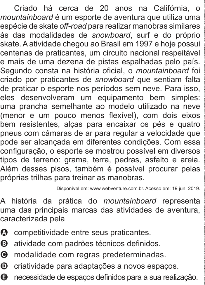 Questão 34 no caderno Azul do ENEM 2022