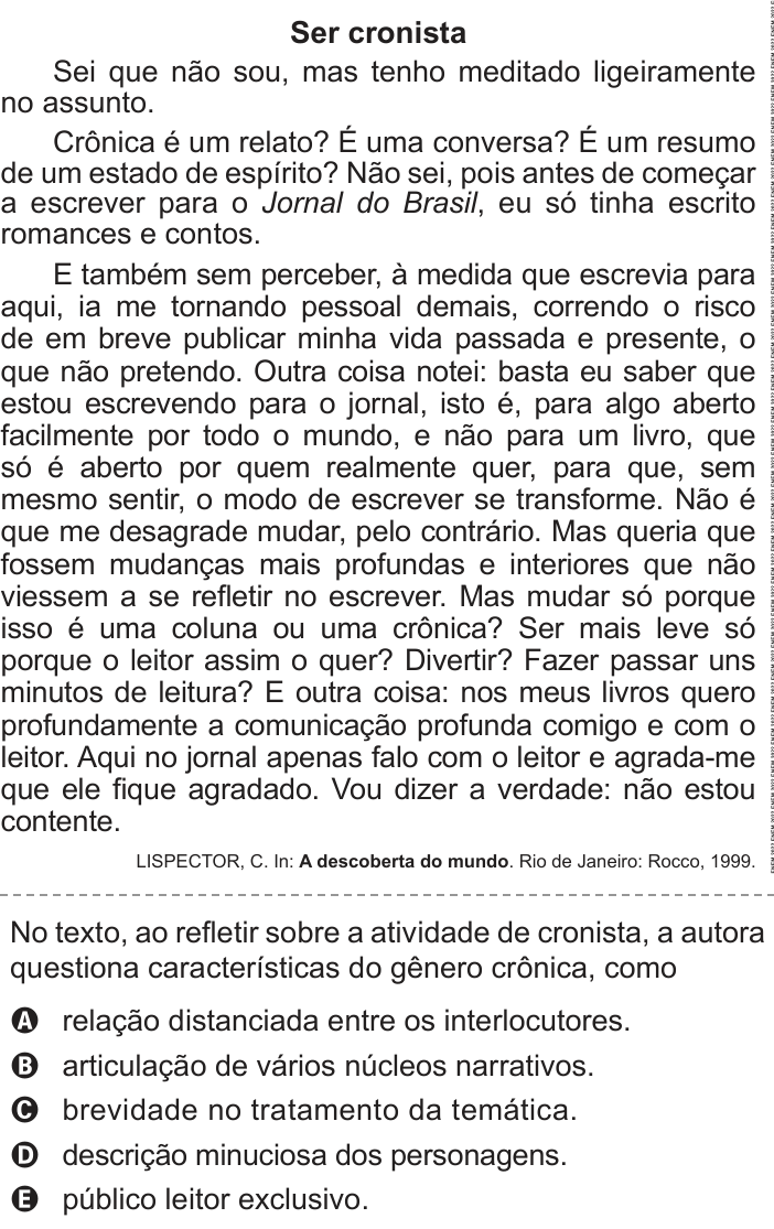 Questão 35 no caderno Azul do ENEM 2022