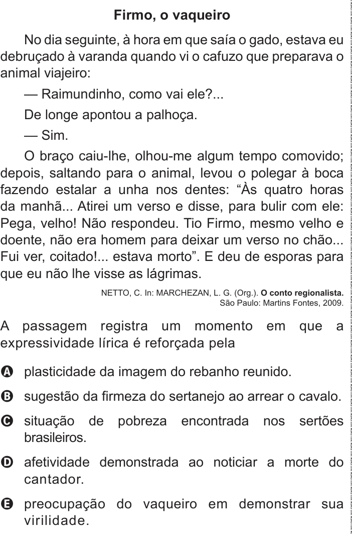 Questão 40 no caderno Azul do ENEM 2022