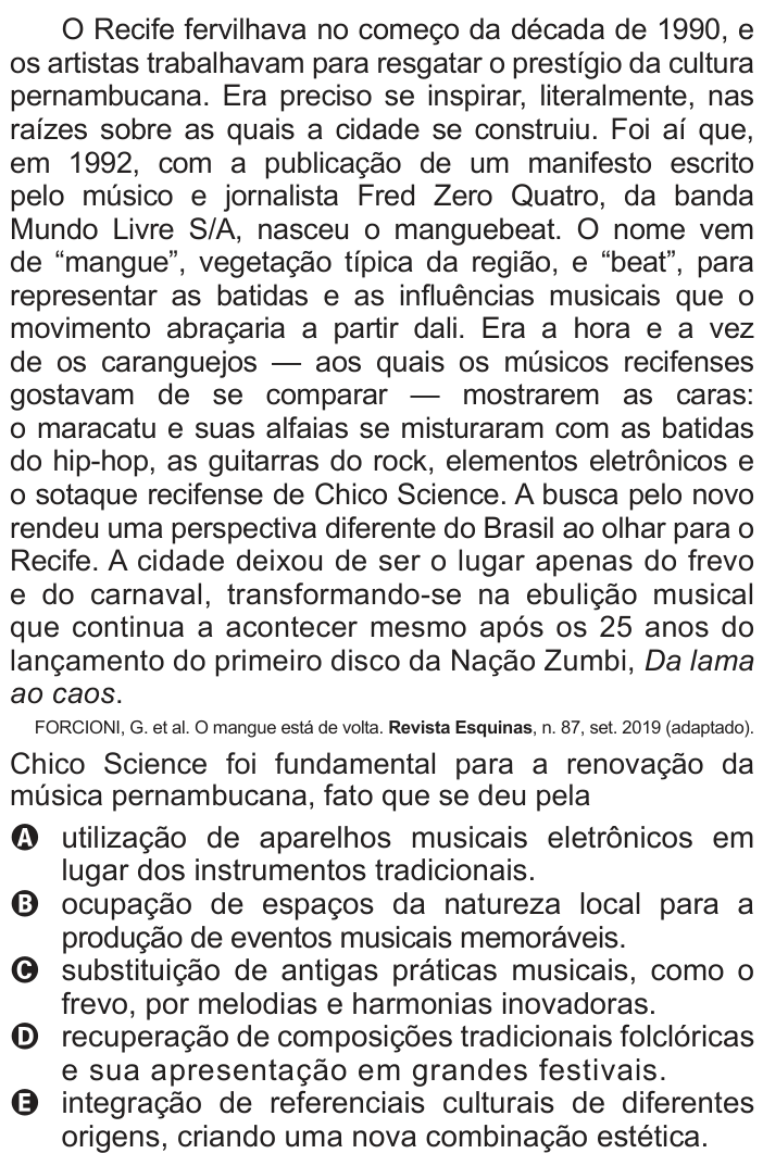 Questão 45 no caderno Azul do ENEM 2022