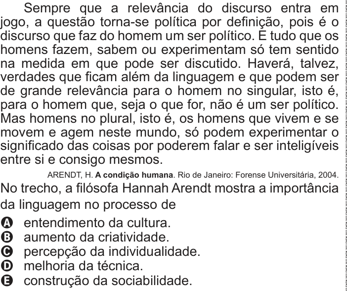 Questão 47 no caderno Azul do ENEM 2022