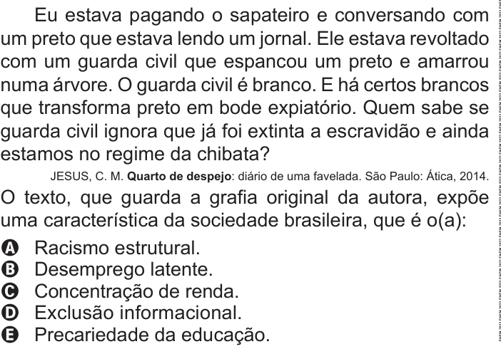 Questão 48 no caderno Azul do ENEM 2022