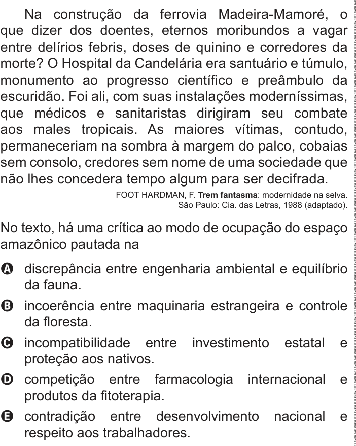 Questão 50 no caderno Azul do ENEM 2022